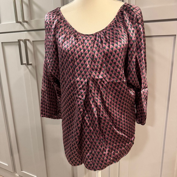 Anthropologie Tops - The Addison Project Anthropologie Silk Dolman Sleeve Popover Blouse Art Deco Sma